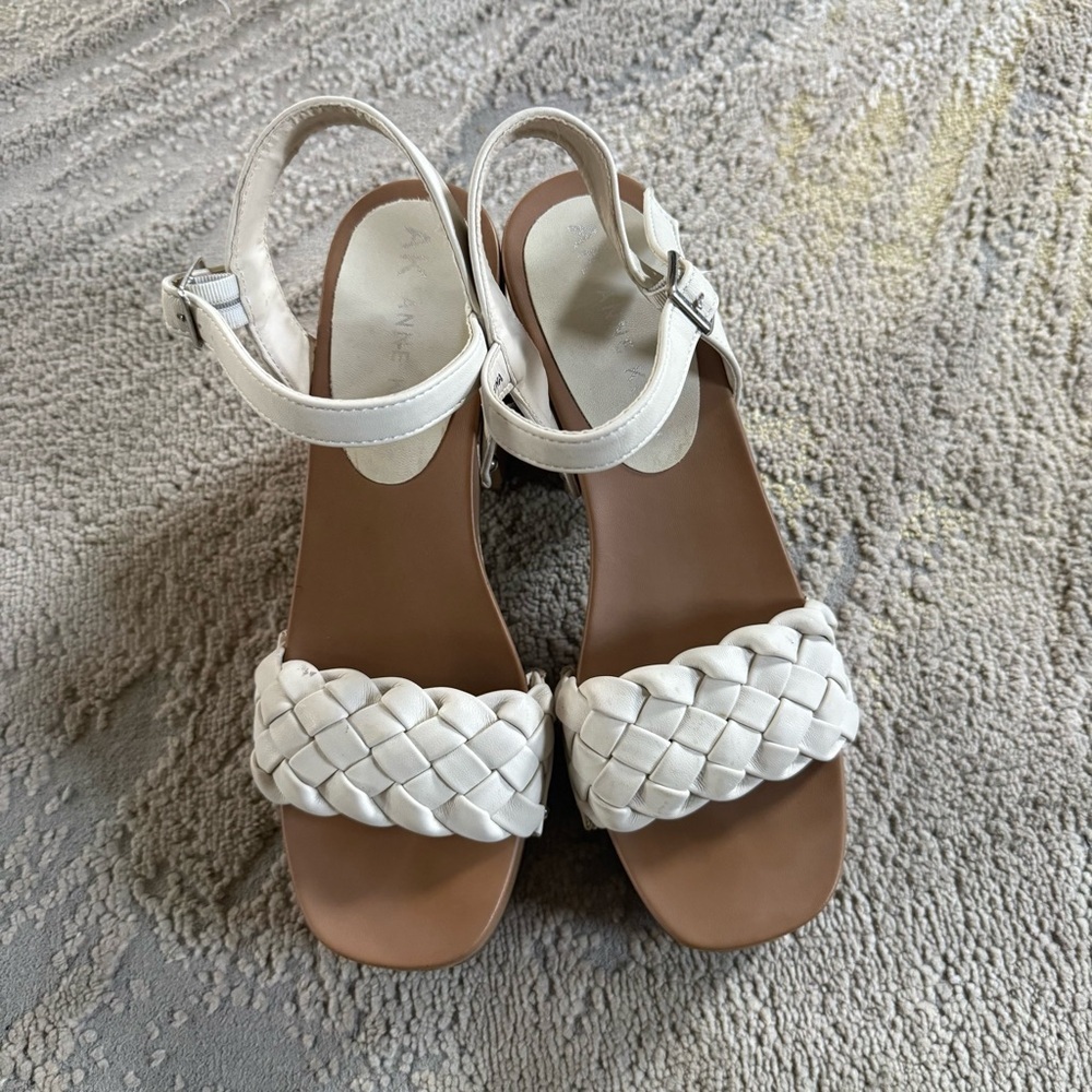 Anne Klein Loris White block heels platform wedge Sandals summer shoes 8 - Picture 2 of 10